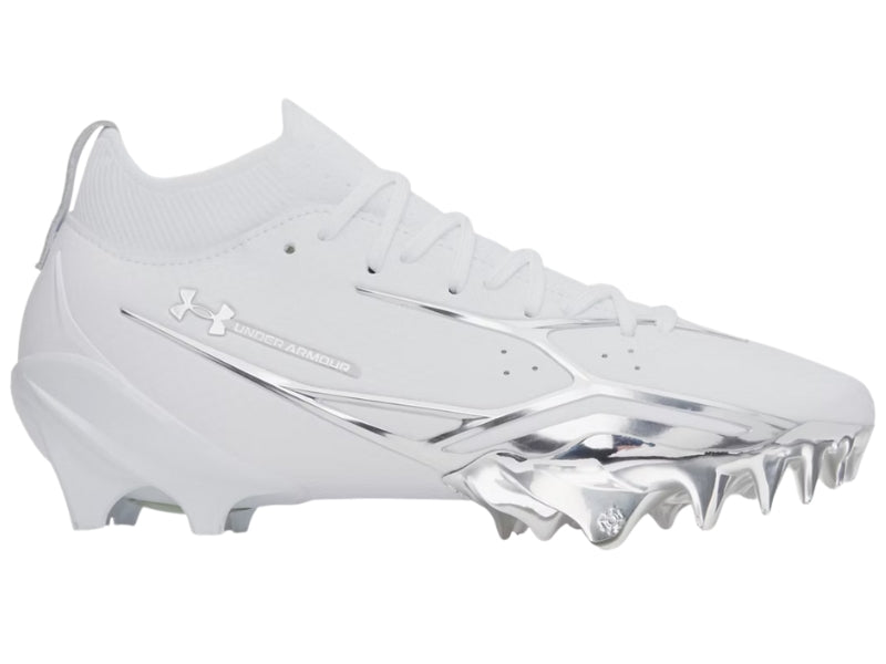 UA Spotlight Pro Chrome Football Cleat White